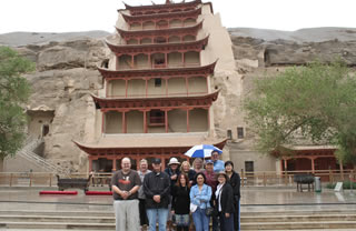 In front of the Mogao Grottos