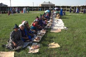 Mongols Dinning on Grass